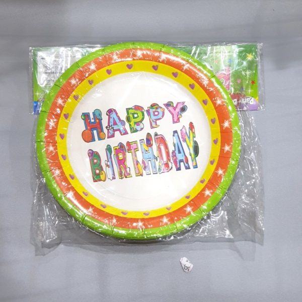 Birthday colored paper dishes - 6 pcs 1