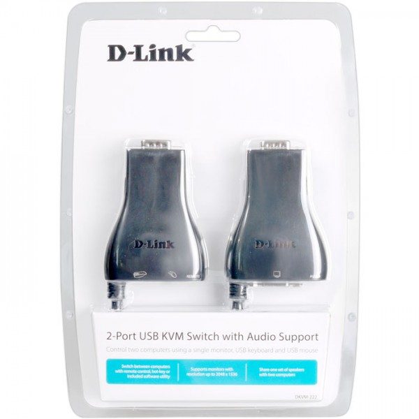 محول D-Link- مع دعم صوتي (KVM-222) 2