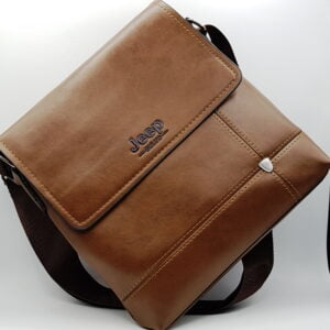 شنطة جلد بني رجالي - JEEP - بني لامع 6