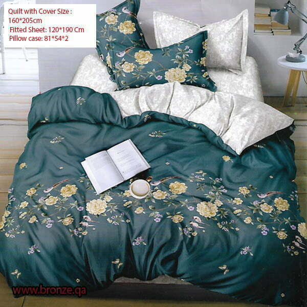 Blue Floral 4 Pcs Comforter Set Includes 1 Comforter, 2