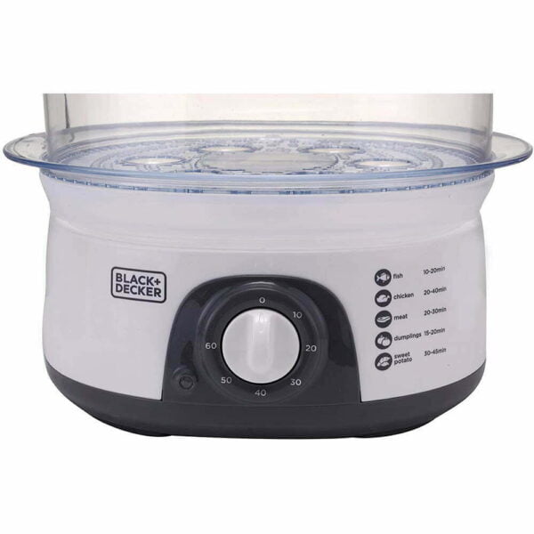 Black+Decker 775W 10 Liter 3-Tier Food Steamer with Timer, White - HS6000-B5 2