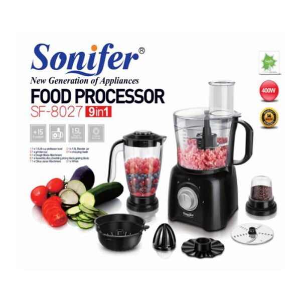 Sonifer SF-8027 9 in 1 Food Processor Salad Maker With Juicer Extractor 8