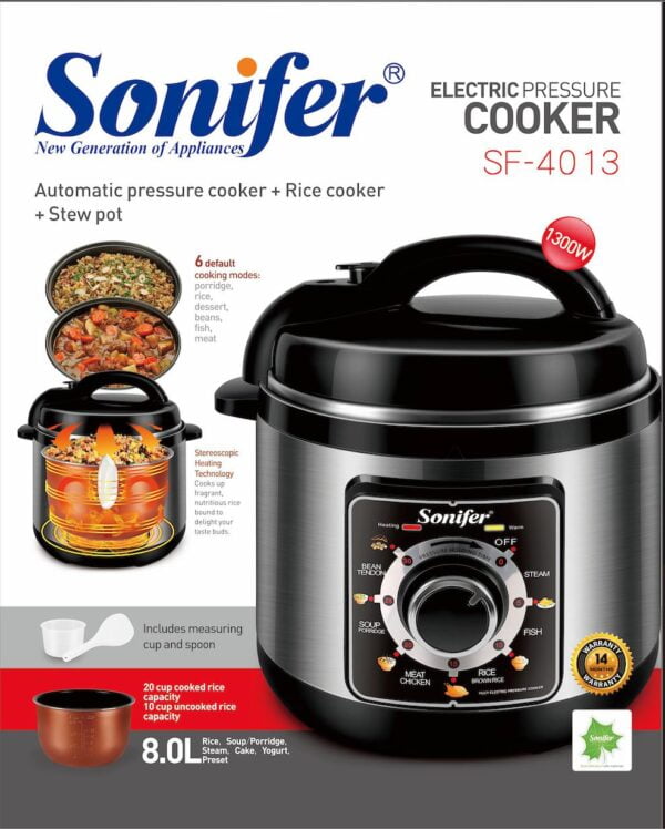 SONIFER SF-4013 ELECTRIC PRESSURE COOKER 8L 1300W 8