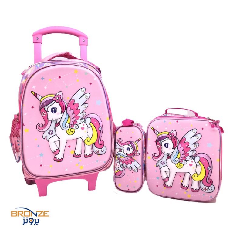 School trolly bag size 15" cartoons design Unicorn » Bronze.qa