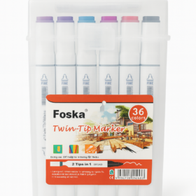 Foska Twin-Tip Markers Set – 36 Colors 11 اقلام فوسكا مزدوجة الرأس dual tip coloring pens