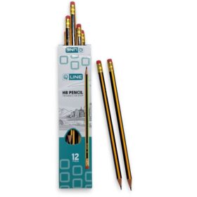Q Line HB Pencils – Triangular Grip – with Eraser – 12 Pieces 3 HB pencils