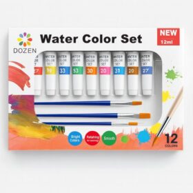Watercolor Paint Set with Brushes – 12 Colors × 12ml 2 ألوان مائية مع فرش